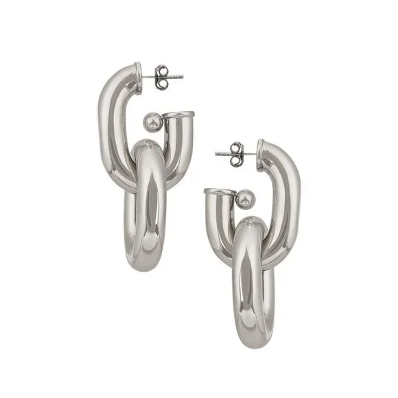 RABANNE XL Link Hoop Earrings Silver - Picture 3 of 6